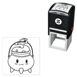 Cute Kawaii Cauldron Self Inking Rubber Stamp