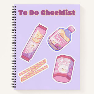 Cute Kawaii Checklist 🌸💜✨ Notebook