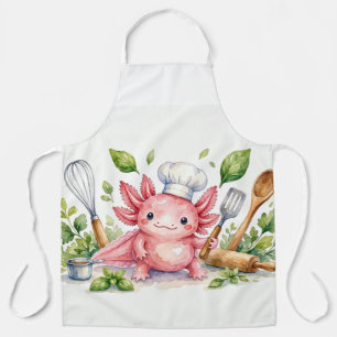 Cute Kawaii Chef Axolotl Kitchen Apron Foodie Gi