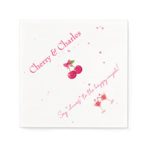 Cute Kawaii Cherry Couple Pink & Red Wedding 