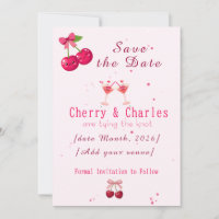 Cute Kawaii Cherry Couple Pink & Red Wedding