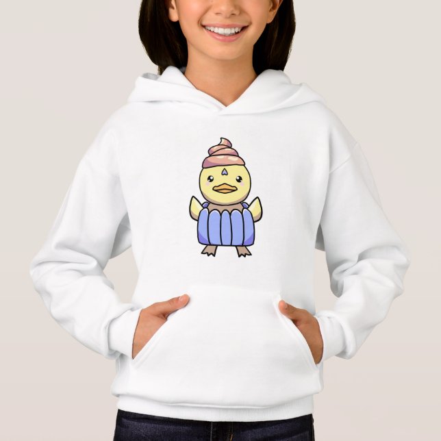 Cute Kawaii Chibi Cupcake Duck Kids' Hoodie (Front)