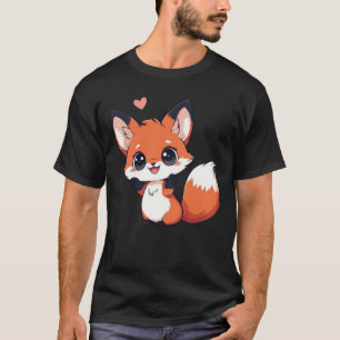 Cute Kawaii Chibi Fox with Heart T-Shirt