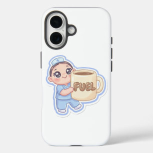 Cute Kawaii Chibi Nurse Giant Coffee Fuel  iPhone 16 Case