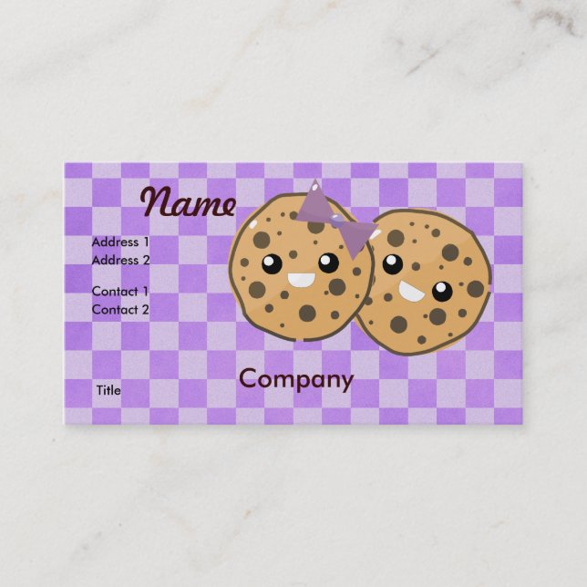 Cute Kawaii Chocolate Chip Cookie Couple Business Card (Front)