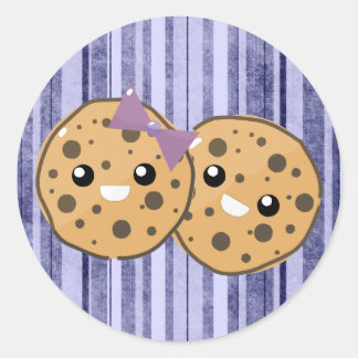 Cute Kawaii Chocolate Chip Cookie Couple Classic Round Sticker