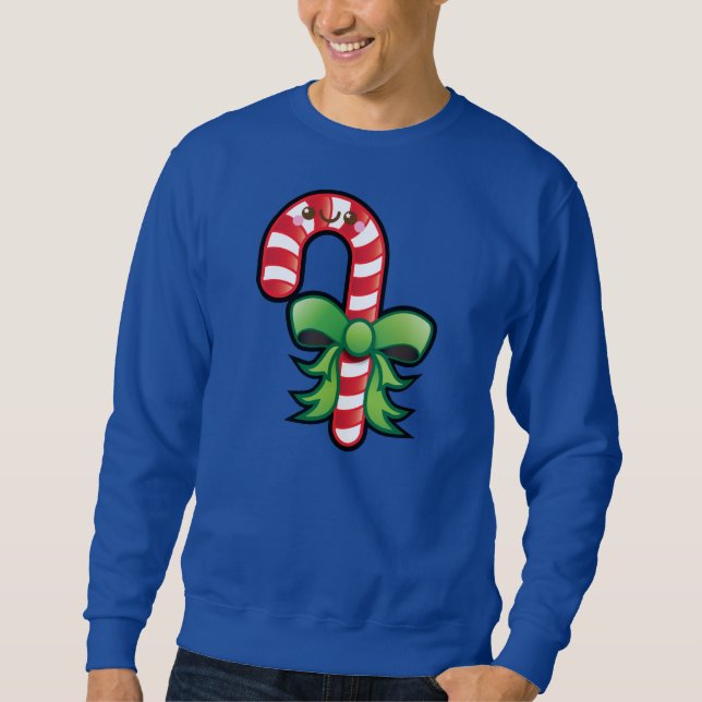 Cute Kawaii Christmas Candy Cane Mens Jumper Sweatshirt (Front)