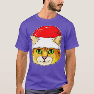 Cute Kawaii Christmas Cat with Santas Hat For Chri T-Shirt