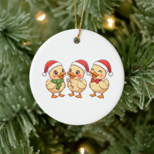 Cute Kawaii Christmas Ducks Festive Holiday Ceramic Tree Decoration