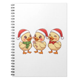 Cute Kawaii Christmas Ducks   Festive Holiday  Notebook