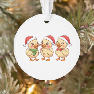 Cute Kawaii Christmas Ducks Festive Holiday Ornament