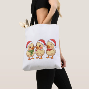 Cute Kawaii Christmas Ducks Festive Holiday Tote Bag