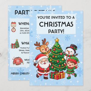Cute Kawaii Christmas Party Invitation for Kids