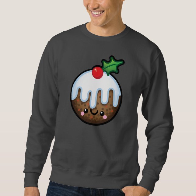 Cute Kawaii Christmas Pudding Mens Jumper Sweatshirt (Front)