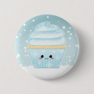 Cute Kawaii Christmas Snowflake cupcake 6 Cm Round Badge