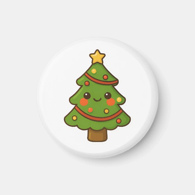 Cute Kawaii Christmas Tree Magnet (Front)