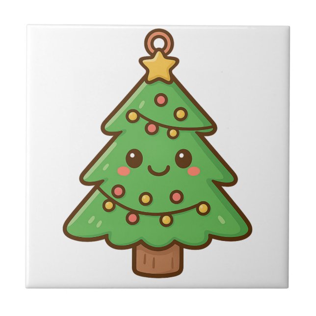 Cute Kawaii Christmas Tree Shirt • Cute Holiday Gi Tile (Front)