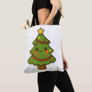 Cute Kawaii Christmas Tree Tote Bag