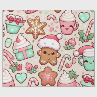 Cute Kawaii Christmas Wrapping Paper | Gingerbread