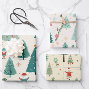 Cute Kawaii Christmas  Wrapping Paper Sheet