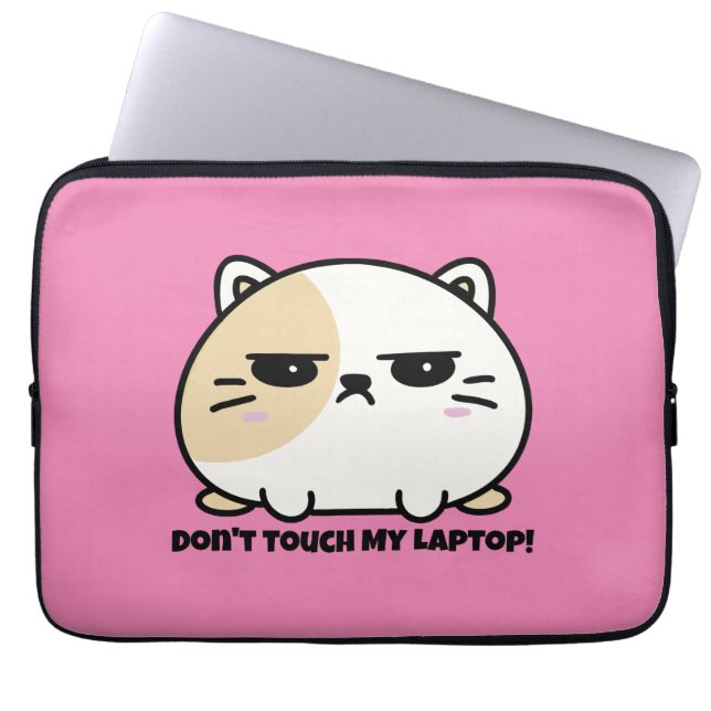 Cute Kawaii Chubby Angry Mochi Cat  Laptop Sleeve (Front)