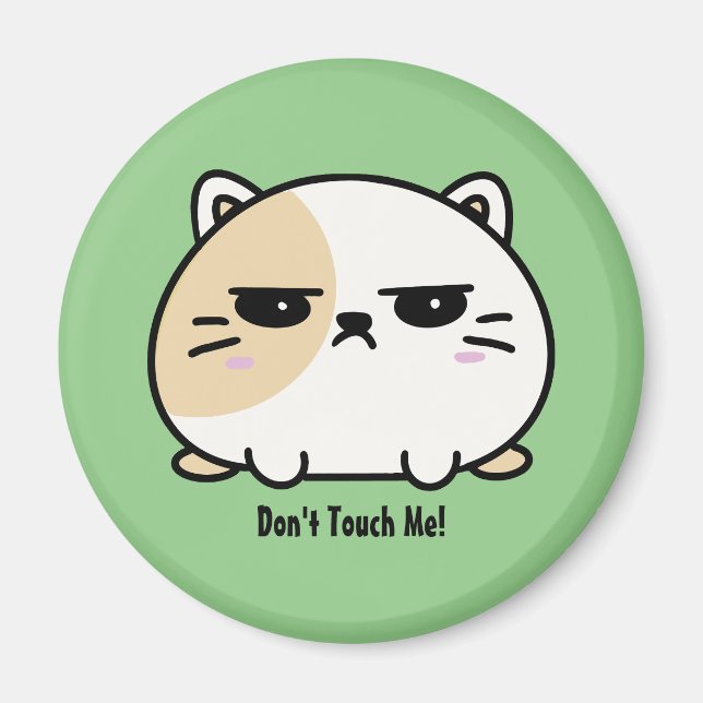 Cute Kawaii Chubby Angry Mochi Cat  Magnet (Front)