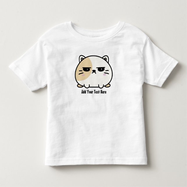 Cute Kawaii Chubby Angry Mochi Cat  Toddler T-Shirt (Front)