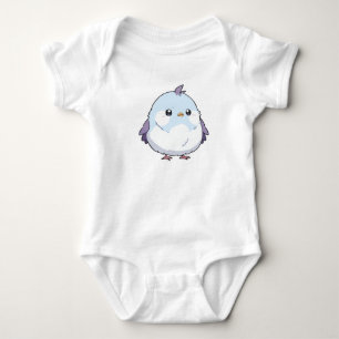 Cute Kawaii Chubby Bird Cartoon - Adorable Pastel  Baby Bodysuit