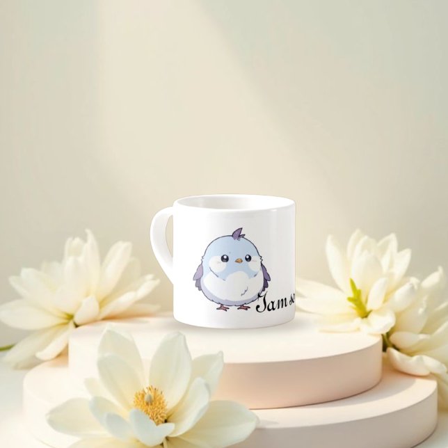 Cute Kawaii Chubby Bird Cartoon - Adorable Pastel  Espresso Cup (Creator Uploaded)