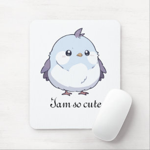 Cute Kawaii Chubby Bird Cartoon - Adorable Pastel Mouse Pad