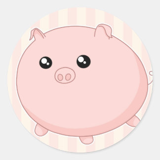Cute Kawaii chubby pink pig Classic Round Sticker