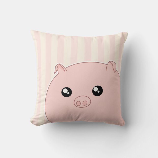 Cute Kawaii chubby pink pig Cushion (Front)