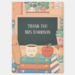 Cute Kawaii Classroom Blackboard with Custom Text Magnet