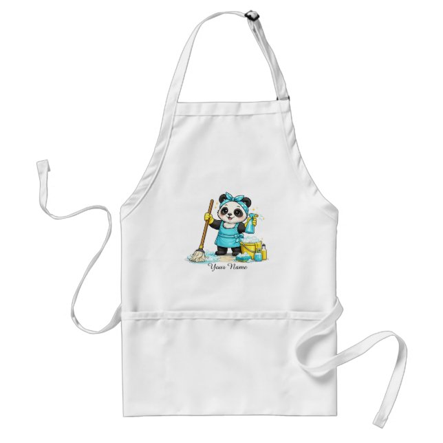 Cute Kawaii Cleaning Panda Apron (Front)