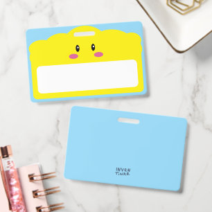 Cute Kawaii Cloud Kids Elementary School Name Tag ID Badge