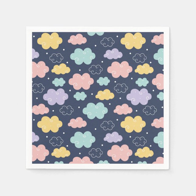 Cute Kawaii Cloud Pattern Paper Napkins (Front)