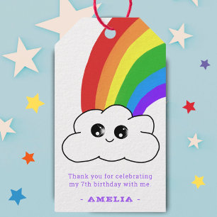 Cute Kawaii Cloud Rainbow Birthday Thank you Gift Tags