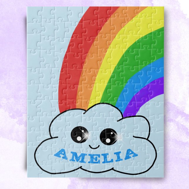 Cute Kawaii Cloud Rainbow Drawing Children`s Jigsaw Puzzle (Creator Uploaded)