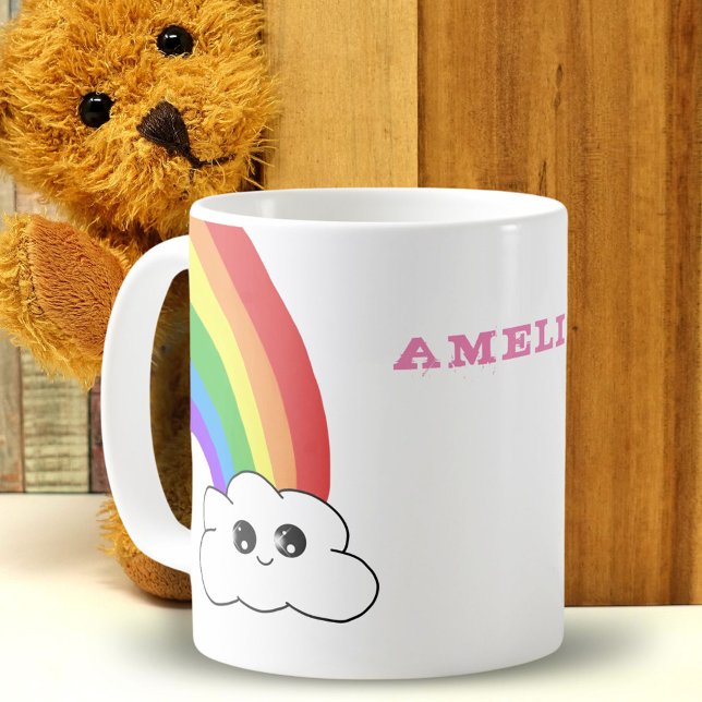 Cute Kawaii Cloud Rainbow Kid`s Name  Coffee Mug (Creator Uploaded)