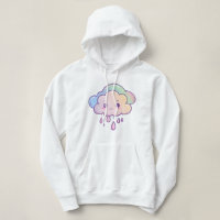 Cute Kawaii Cloud with Rainbow Colours and Raindro