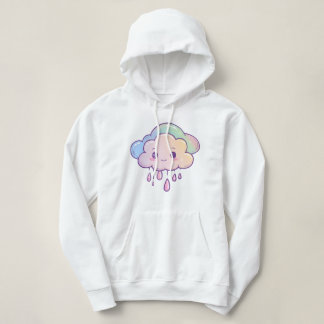 Cute Kawaii Cloud with Rainbow Colours and Raindro Hoodie
