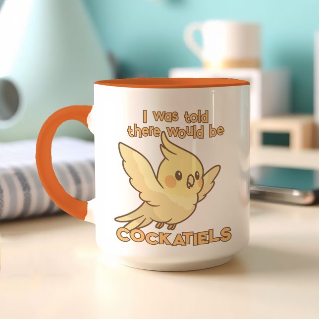 Cute Kawaii Cockatiel Adorable Yellow Pet Bird Mug (Personalized kawaii cockatiel mug with soft pastel colors, cute art, and custom name!)