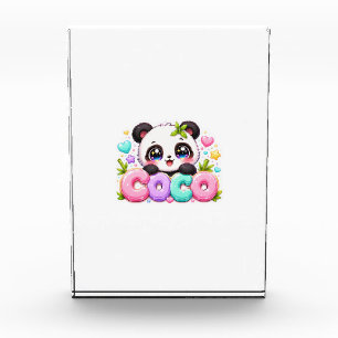 Cute Kawaii Coco Panda Name Pastel Pink Sparkling  Photo Block