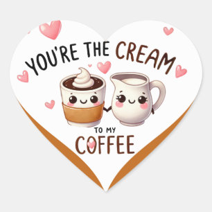 Cute Kawaii Coffee and Cream Heart Sticker