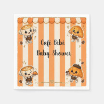 Cute Kawaii Coffee Croissant Orange Baby Shower