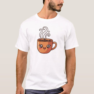 Cute Kawaii Coffee Mug Face T-Shirt | Happy Coffee
