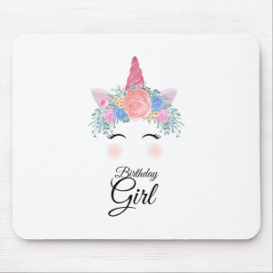 Cute Kawaii Colorful Rainbow Unicorn Birthday Girl Mouse Pad