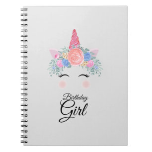 Cute Kawaii Colourful Rainbow Unicorn Birthday Gir Notebook