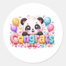Cute Kawaii Congrats Panda Name Pastel Pink Gradua