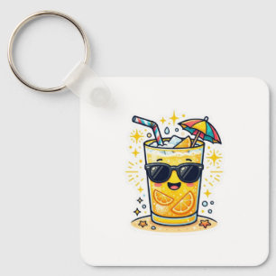 Cute Kawaii Cool Summer Tropical Drink SungSticker Key Ring